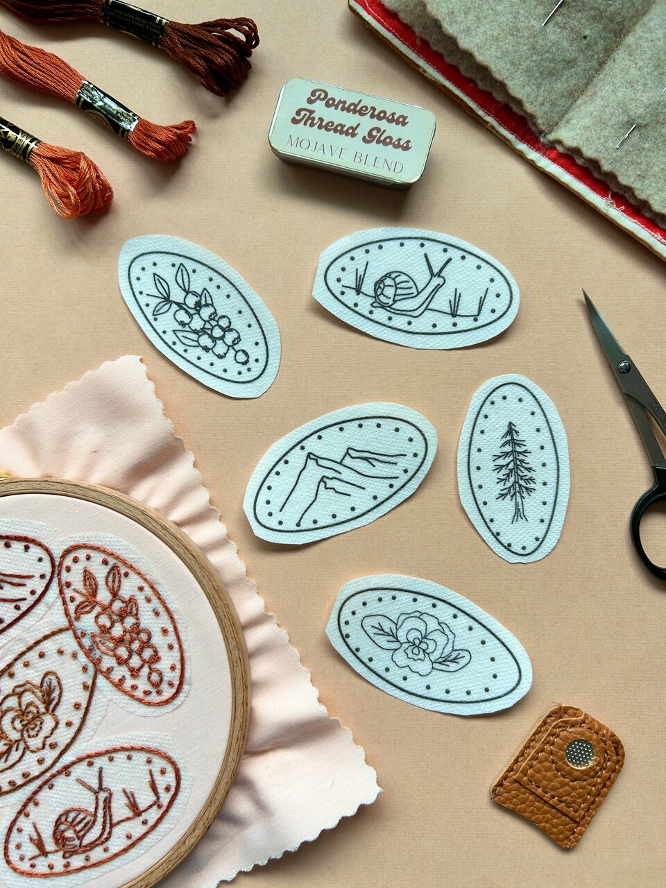 Pressed Pennies Embroidery Patterns - Stick and Stitch Nature Embroidery